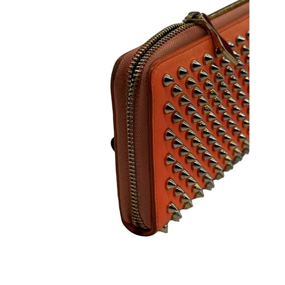 CHRISTIAN LOUBOUTIN‎ Empire Panettone Spiked Zip Around Wallet Orange - Picture 6 of 16